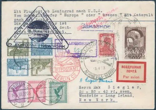 Katapult 1933 Russland Reko-Brief Leningrad Berlin New York Catapult H 117 /2168