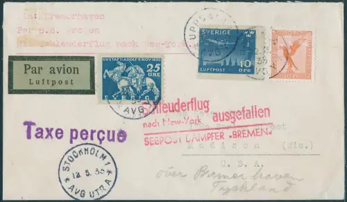 Katapult 1933 Schweden MiF Dt. Reich Dampfer Bremen USA Catapult H 114 / 2173