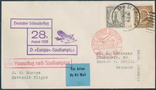 Katapult 1932 USA Dampofer Europa US-Seepost Buckow Catapult H 103 b / 2187