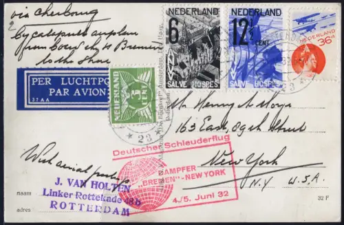 Katapult 1932 Niederlande Dampfer Bremen Rotterdam New York Catapult H 83 / 2194