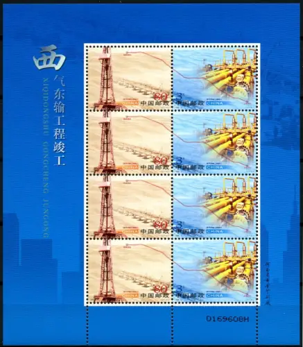 China PRC 2005-2 Erdgasleitung Natural Gas Sinkiang 3606-3607 Kleinbogen MNH