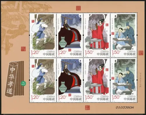 China PRC 2016-29 The Chinese Filial Piety II Pietät 4839-4842 Kleinbogen MNH