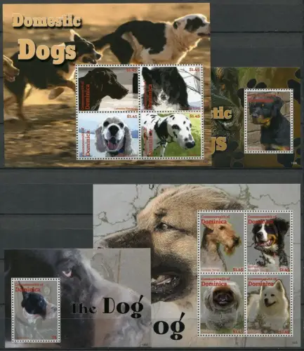 Dominica 2013 Hunde Dogs Haustiere Pets Dogge 4159-4166 Block 554-555 MNH