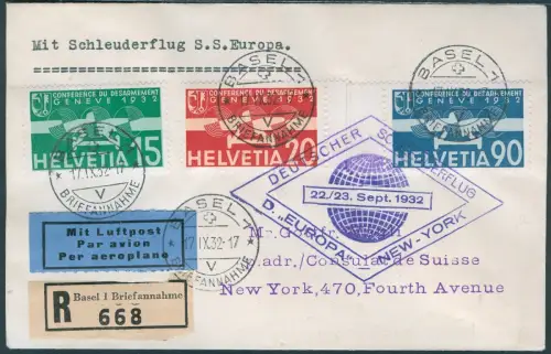 Katapult 1932 Schweiz Dampfer Europa Basel New York Reko Catapult H 109 a / 2213
