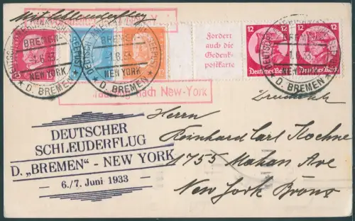 Katapult 1933 Dt. Reich Dampfer Bremen MiF Zdr W45 USA PK Catapult H 119 b/ 2224