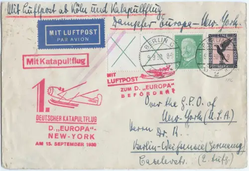 Katapult 1930 Dt. Reich Erstflug D. Europa Nachbringeflug Catapult 31 c / 2233