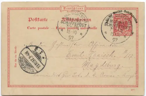 Dt. Marine-Schiffspost 1897 MSP 15 Kreta-Krise Phaleron Kaiserin Augusta / 2249
