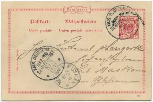 Dt. Marine-Schiffspost 1898 MSP 5 SMS Prinzess Wilhelm Manila Druckgrafik / 2253