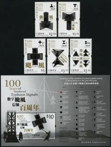 Hongkong 2017 Numbered Typhoon Signals Wirbelsturmsignale Postfrisch MNH