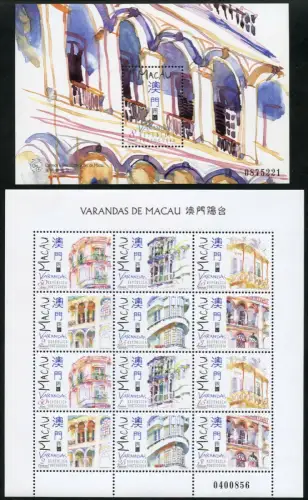 Macau Macao 1997 Balkone Architektur Galerie Altan 925-930 KLB Block 47 MNH
