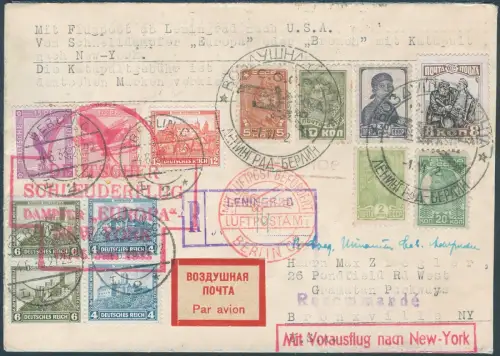 Katapult 1933 Russland Reko-Brief Leningrad Berlin USA Catapult H 121 R / 2261