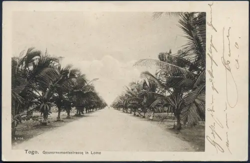 Togo 1907 AK Gouvernementsstraße Lome 12.2.07 Tetschen Böhmen Österreich / 123