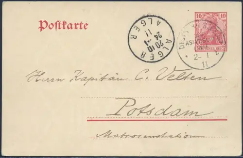 Dt. Seepost 1911 Ost-Asiatische Linie b Prinzess Alice Algier Potsdam PK / 2276