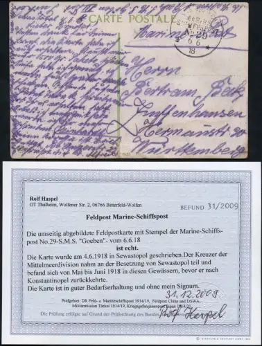 Dt. Militärmission Türkei 1918 AK via MSP 29 Besetzung Sewastopol FB BPP / 193