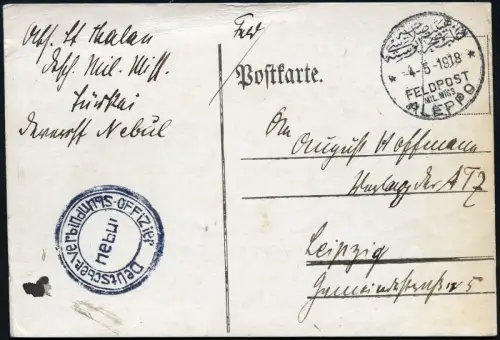 Dt. Militärmission Türkei 1918 PK aus Aleppo Verbindungsoffizier Nebul / 20