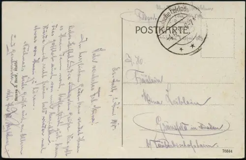 Dt. Militärmission Türkei 1918 Jildirim AK Tarnstempel Amman nach Grünsfeld /112