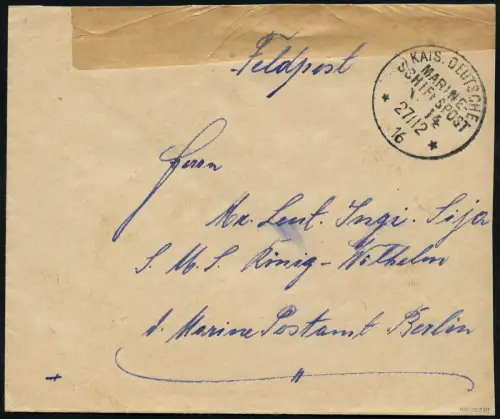 Dt. Militärmission Türkei 1916 Brief MSP No. 14 Kreuzer Hamidjie Tk Leutnant/106