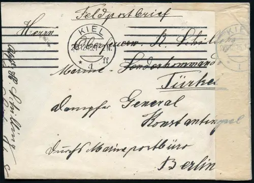 Dt. Militärmission Türkei 1915 Brief aus Kiel via Berlin an Dampfer General / 40