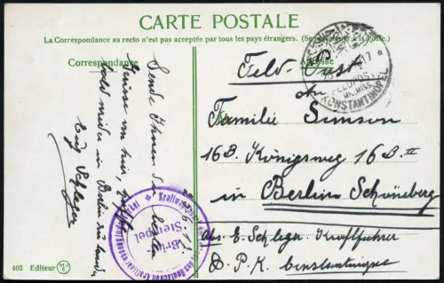 Dt. Militärmission Türkei 1917 AK Kraftwagenpark Feldpost Konstantinopel / 102