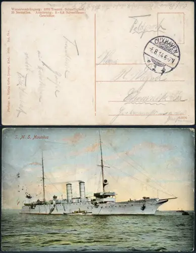 Dt. Militärmission Türkei 1914 AK SMS Nautilus SdKdo Türkei Cuxhaven / 180