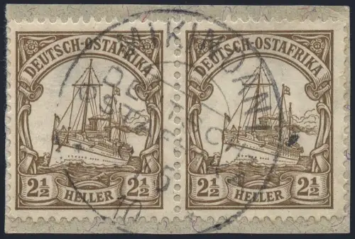 DOA 1910 Michel 30 Paar ° Mikindani 9/5/10 Type 2 Luxus Briefstück / 352