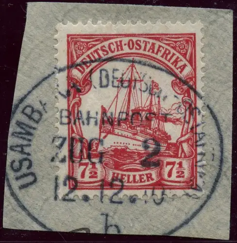 DOA 1910 Briefstück 24 ° Usambara Bahnpost Zug 2 b 12/12/10 / 164