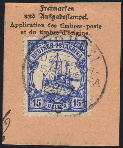 DOA 1913 Michel 32 ° Udjidji 28/7/13 Luxus Briefstück/Postanweisung / 309