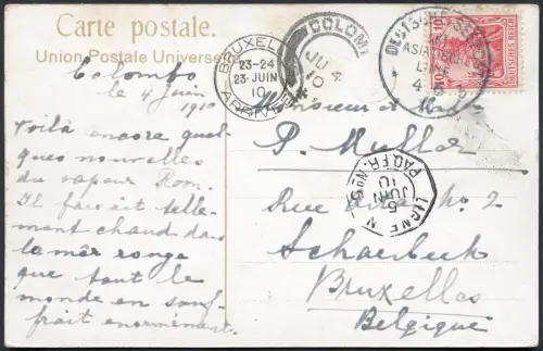 Dt. Seepost 1910 Ost-Asiatische Linie b Roon Colombo Ligne N Brüssel / 2301