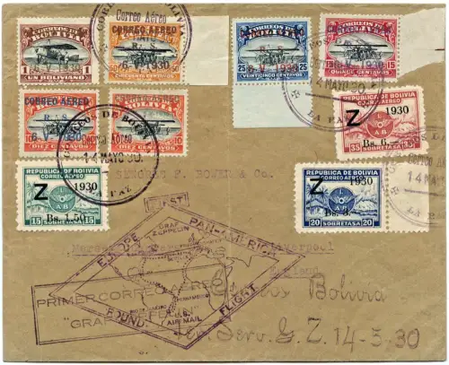 Zeppelin 1930 Bolivien Südamerikafahrt La Paz Liverpool England Si 60 D/2097 RAR