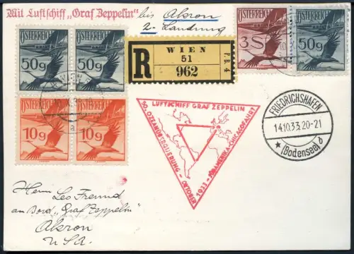 Zeppelin 1933 Österreich Chicagofahrt F`hafen Akron Leo Freund Funker Si 238/829
