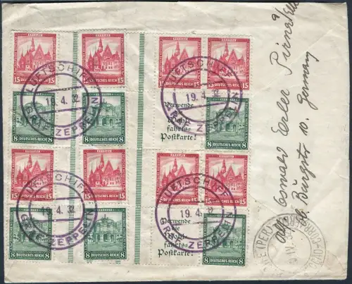 Zeppelin 1932 Dt. Reich 3. SAF Bordpost Nothilfe Zdr WZ 7 + 8 2x Si 150 Ab/2606