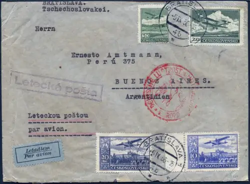 Zeppelin 1936 Tschechoslowakei 13. SAF Bratislava Argentinien Si 367 / 2098