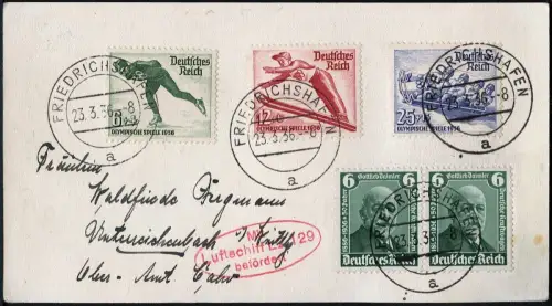Zeppelin 1936 Dt. Reich Spezielle Karte LZ129 1. Postfahrt Unterreichenbach/1659