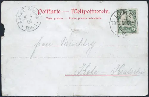 Togo 1905 AK Lucie Woermann Lome 13.4.05 Agome Palime Kete-Kratschi / 146