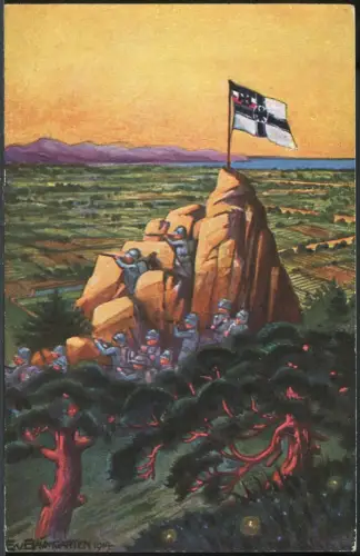 Kiautschou 1914 Patriotische Ansichtskarte Beobachtungsposten vor Tsingtau / 302