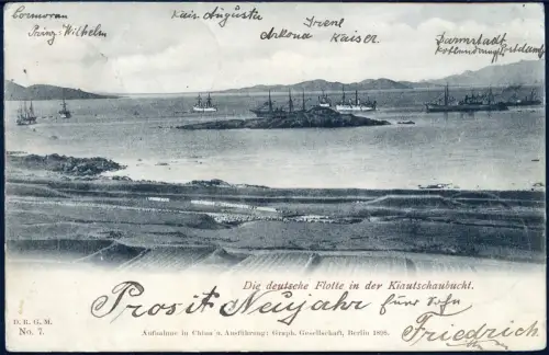 Kiautschou 1898 AK Deutsche Flotte Kiautschoubucht Tsintau Eckernförde / 241