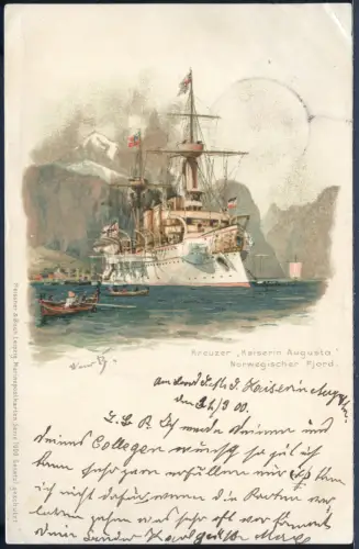 Kiautschou 1900 AK SMS Kaiserin Augusta V 47 Tsingtau 2.4.00 nach Dresden / 361