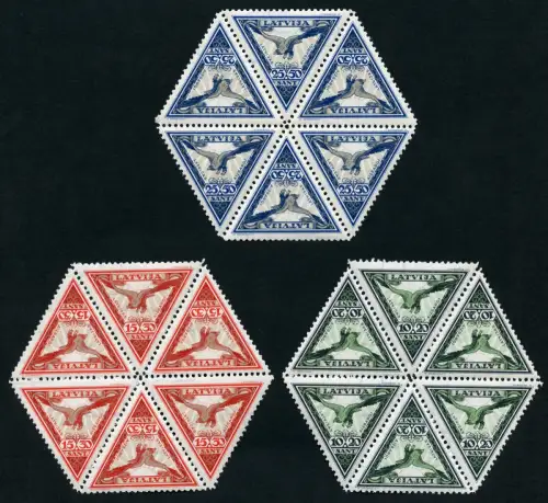 Lettland 1932 Aizsargi Steinadler Adler Vögel Birds 203-205 A Block/6 MNH / 523
