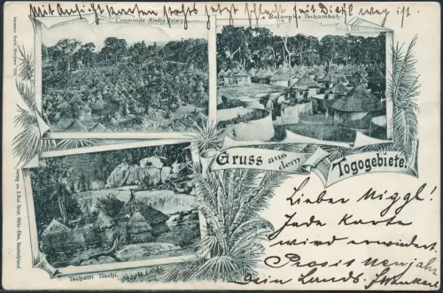 Togo 1901 AK Eingeborenendörfer Lome 2.12.01 Porto Novo Elfenbeinküste / 167