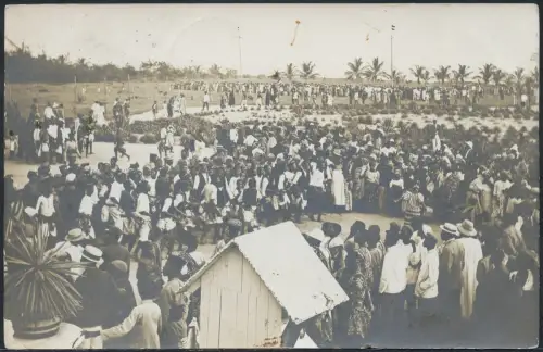 Togo 1908 Foto-AK Versammlung Lome 7.7.08 Atakpame nach Sokode Inlandspost / 168