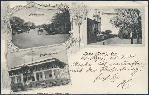 Togo 1903 AK Brückenbauamt Markt Kirche aus Klein-Pop 25.4.03 Rudolstadt / 169