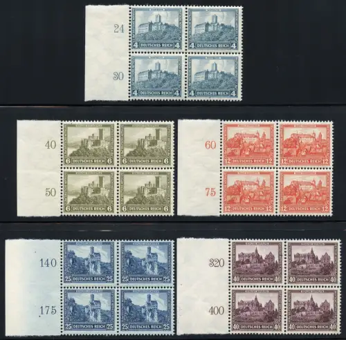 Dt. Reich 1932 Nothilfe 474-478 Rand Blocks/4 Luxus Fotoattest Schlegel BPP / 8
