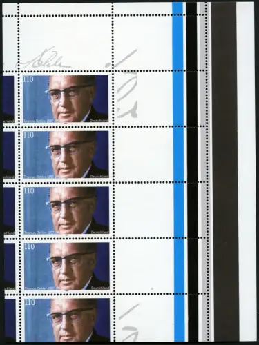 Bund 1997 Thomas Dehler 1963 L Kleinbogen stark verschnitten Postfrisch MNH