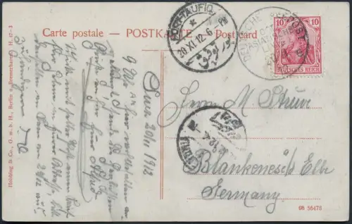 Dt. Seepost 1912 Ost-Asiatische Linie e Kleist Port Taufiq Suez Blankenese/2320