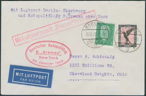 Katapult 1929 Dt. Reich Flugausfall aber MIT Sonderstempel Catapult H 9 c / 663