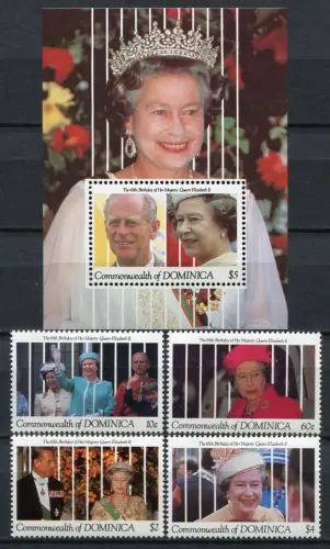 Dominica 1991 Königin Elisabeth QE II 65. Geburtstag 1422-1425 Block 188 MNH