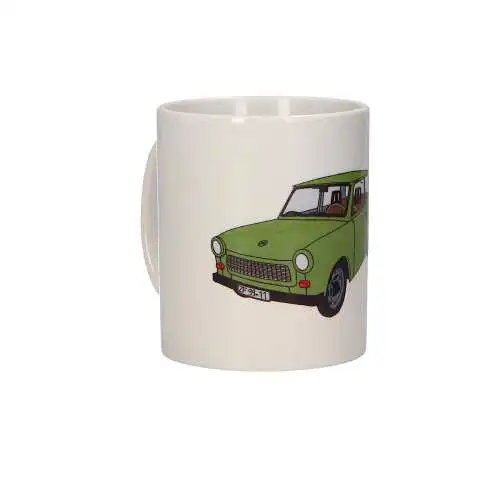 Kaffeetasse 325 ml groß Trabant gezeichnet grün Geschenk DDR Pioniere Sausewind