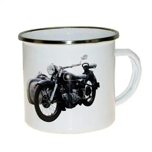 Emalliebecher mit Silberrand