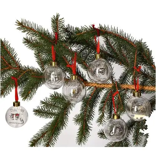 Weihnachtsbaumkugeln 6 Stück Motiv: Tradition Ostdeutschland mit DDR-Zweiräder