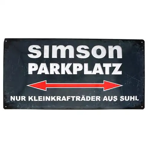 Blechschild Blechprägeschild 25x50cm grau/weiß mit Motiv: SIMSON-Parkplatz DDR